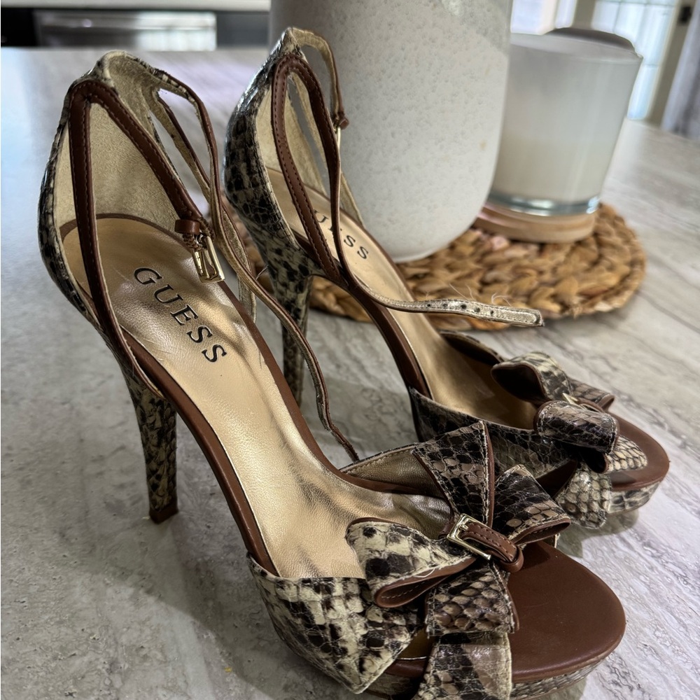 Guess Brown Snakeskin Heels
